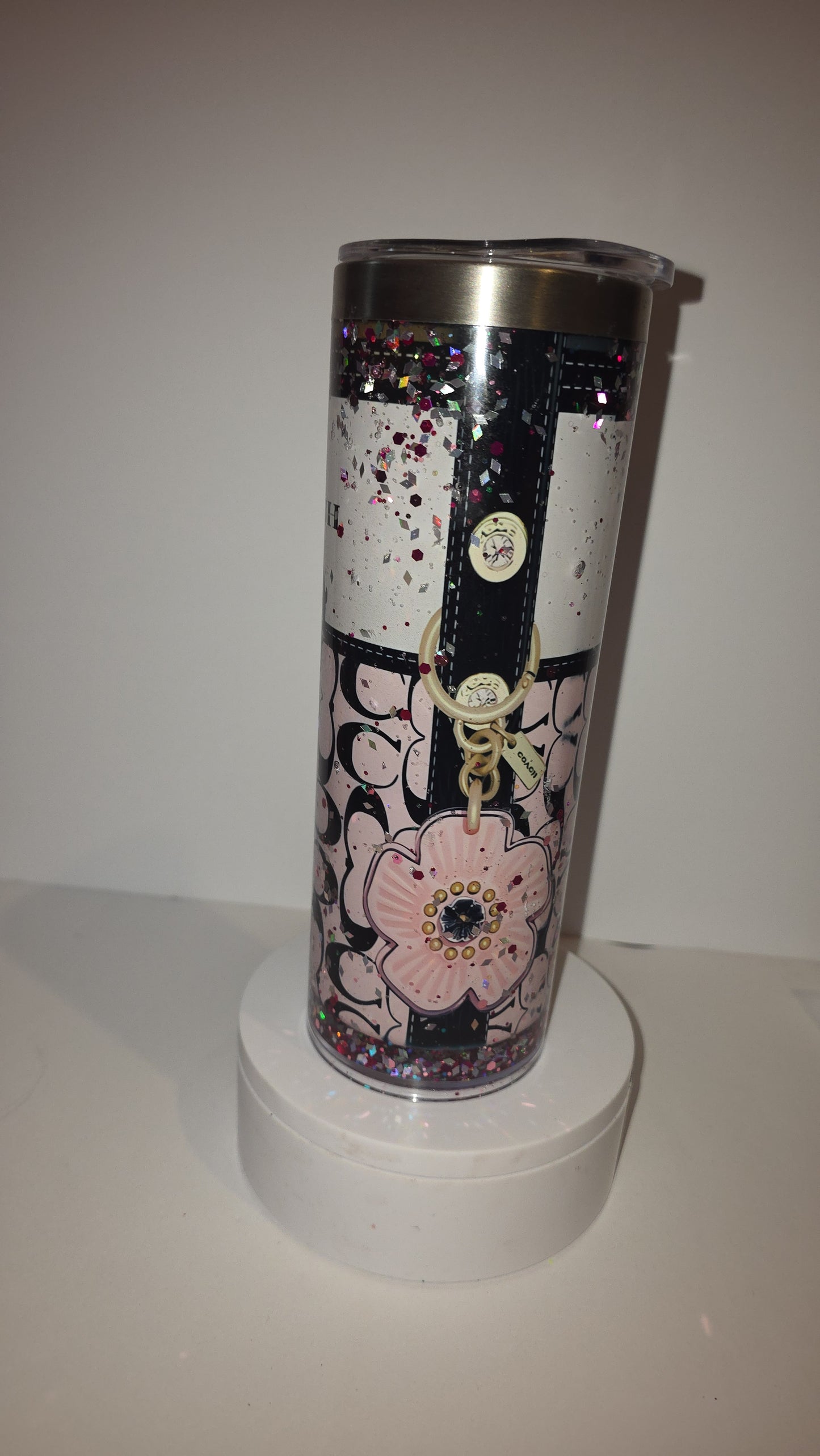 2o oz Betty Boop Chanel Steel Tumbler With Glitter snow Globe Effect