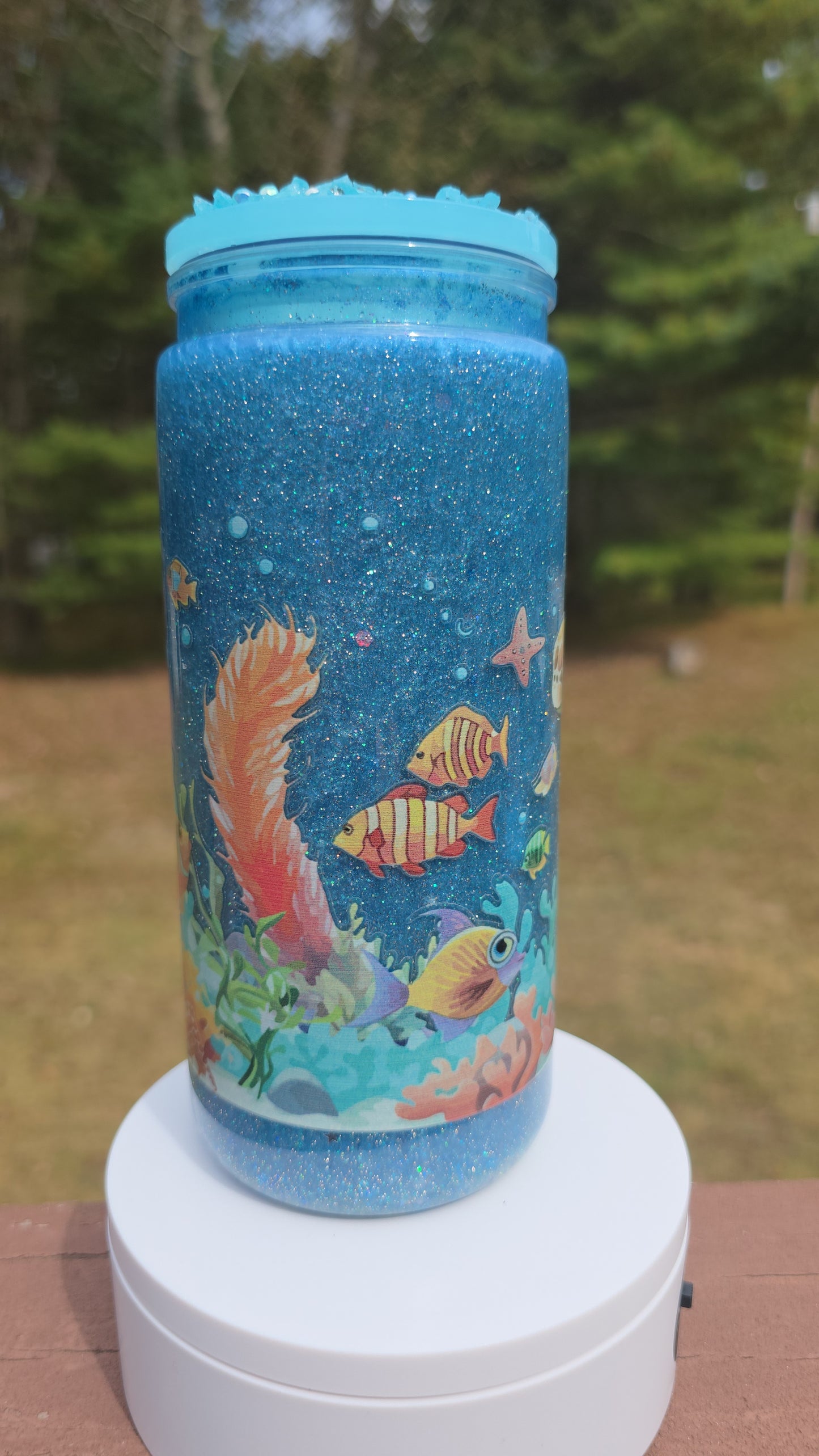 20oz Stunning Blue Mica With Ocean Like Movement SGT and Epoxy Pearl Lid
