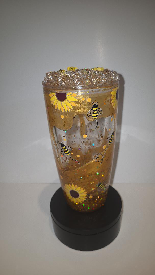 24oz Golden Honey Drip Lava with Sunflowers w/ Epoxy Matching Lid