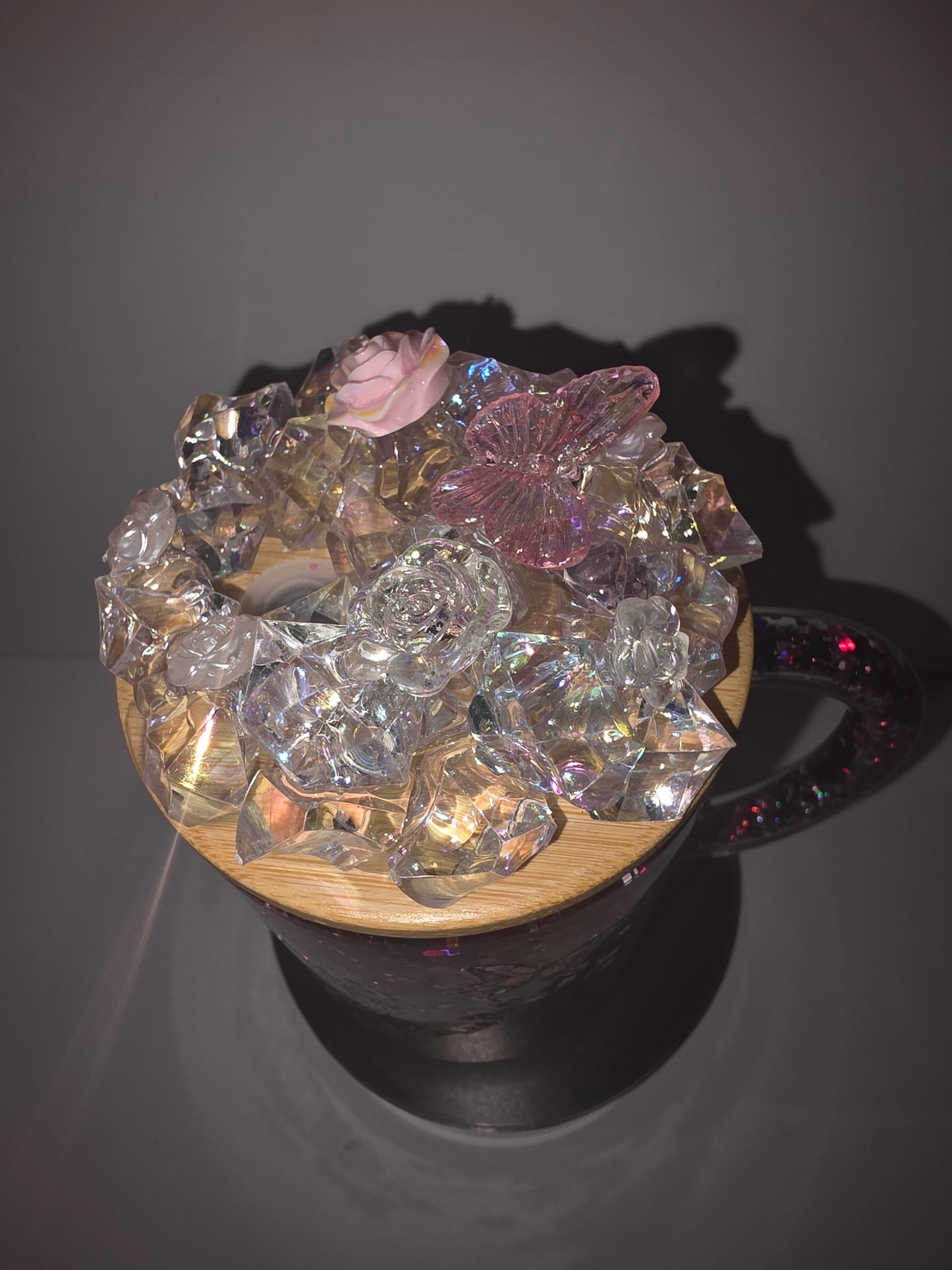 16oz glass glitter handles SGT with epoxy lid