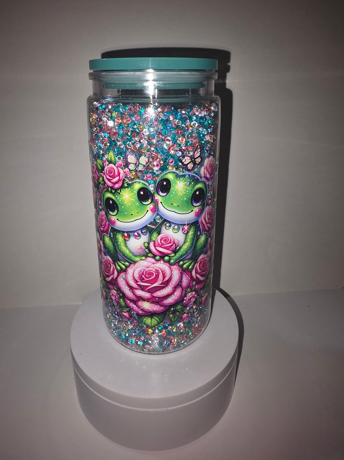 25$ 20oz gem filled froghie cup with dimond lid