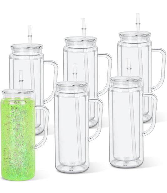 20oz Acrylic Snow Globe Tumbler with handles.