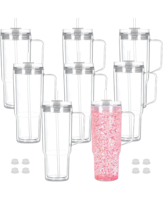 40oz Acrylic Snow Globe Tumbler with Handle