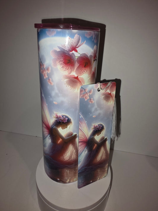 sublimation 20oz fairy in the rain with matching bookmark