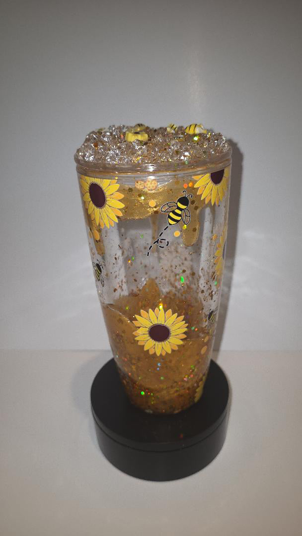 24oz Golden Honey Drip Lava with Sunflowers w/ Epoxy Matching Lid