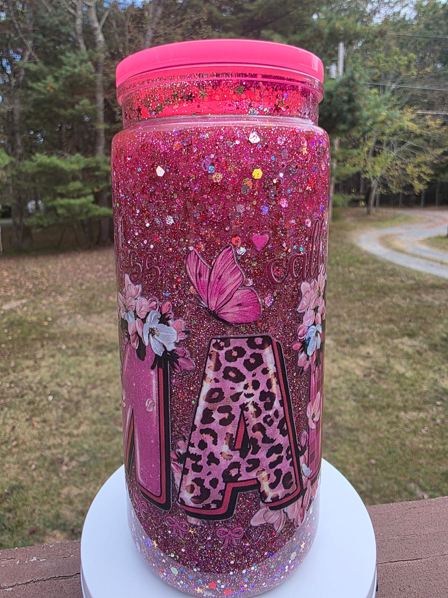 20oz Pink MaMa Snow Globe Tumbler