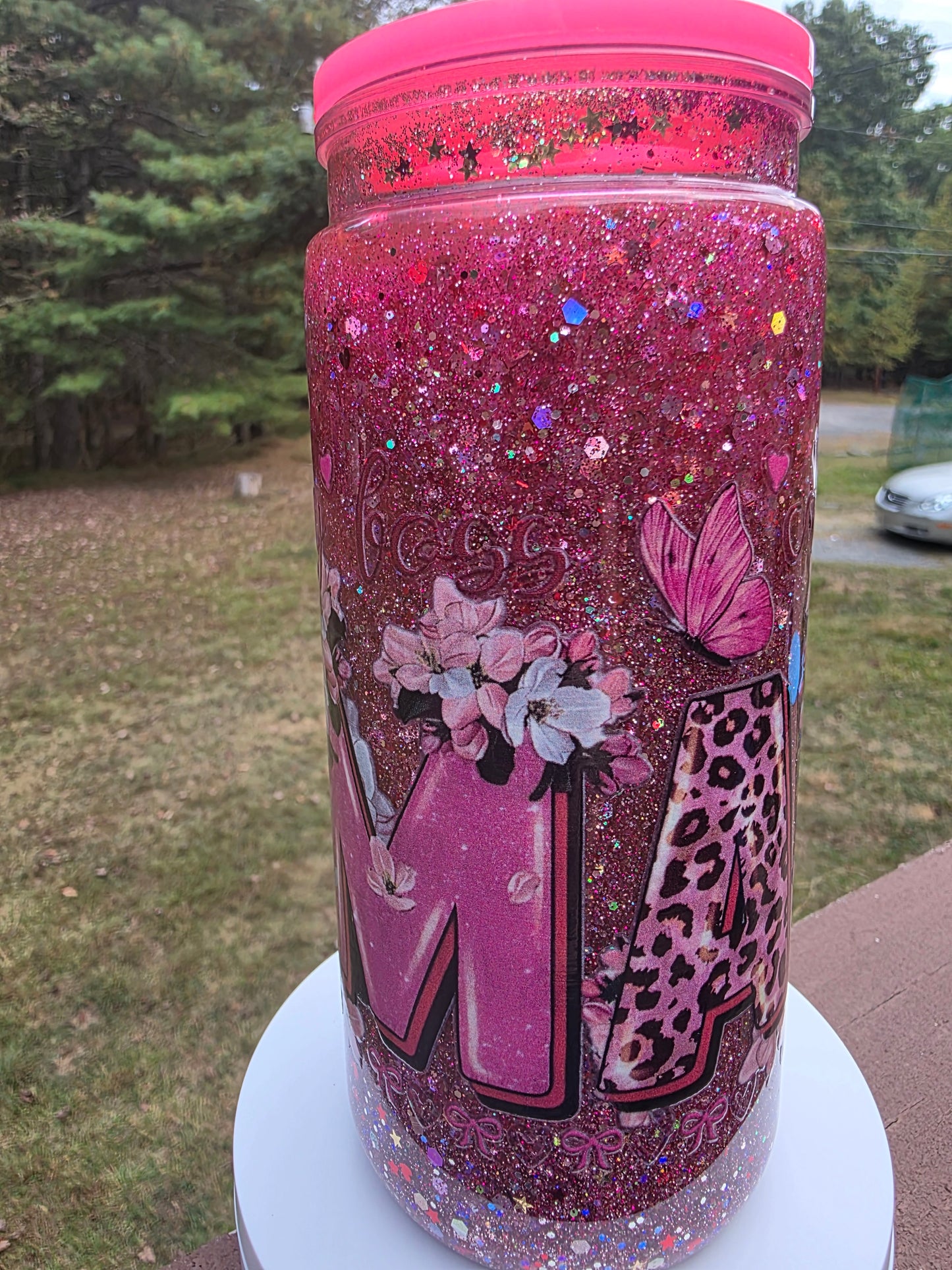 20oz Pink MaMa Snow Globe Tumbler