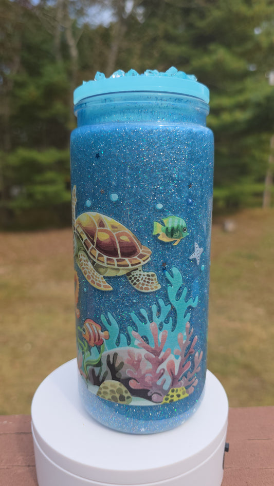 20oz Stunning Blue Mica With Ocean Like Movement SGT and Epoxy Pearl Lid