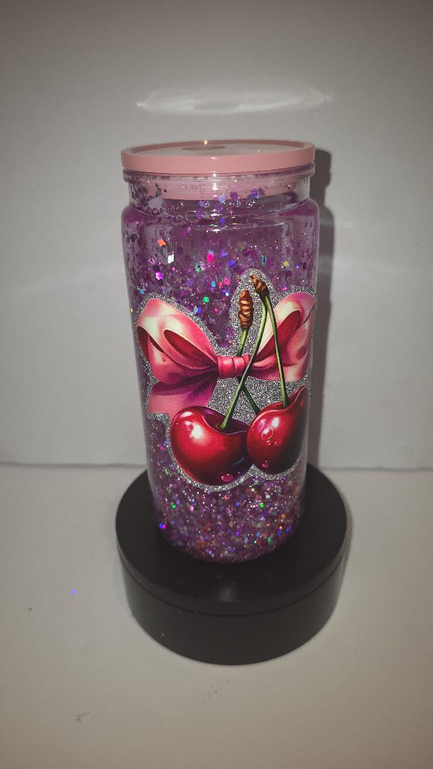 Pre Made Cherry Glitter Tumbler