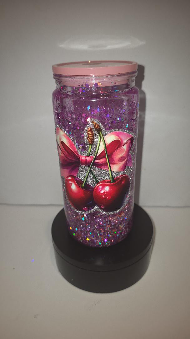 Pre Made Cherry Glitter Tumbler
