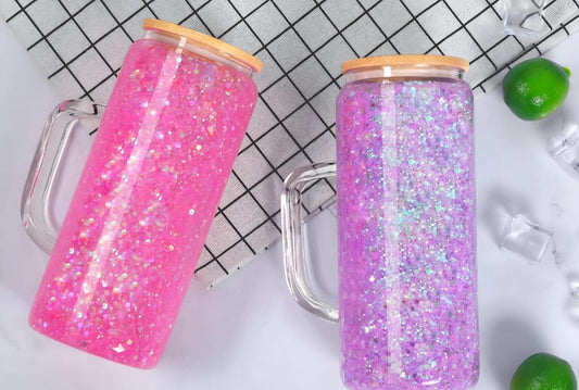 20 oz Snow Globe Glass Cup