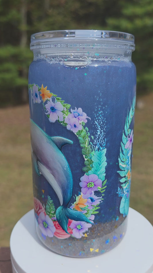16oz Beach Themed SGT With Dolphins On It