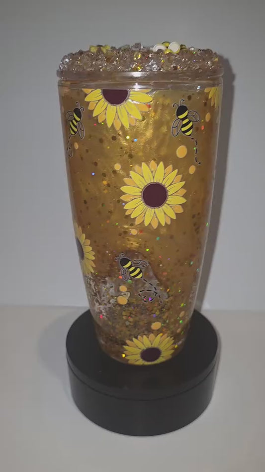 24oz Golden Honey Drip Lava with Sunflowers w/ Epoxy Matching Lid