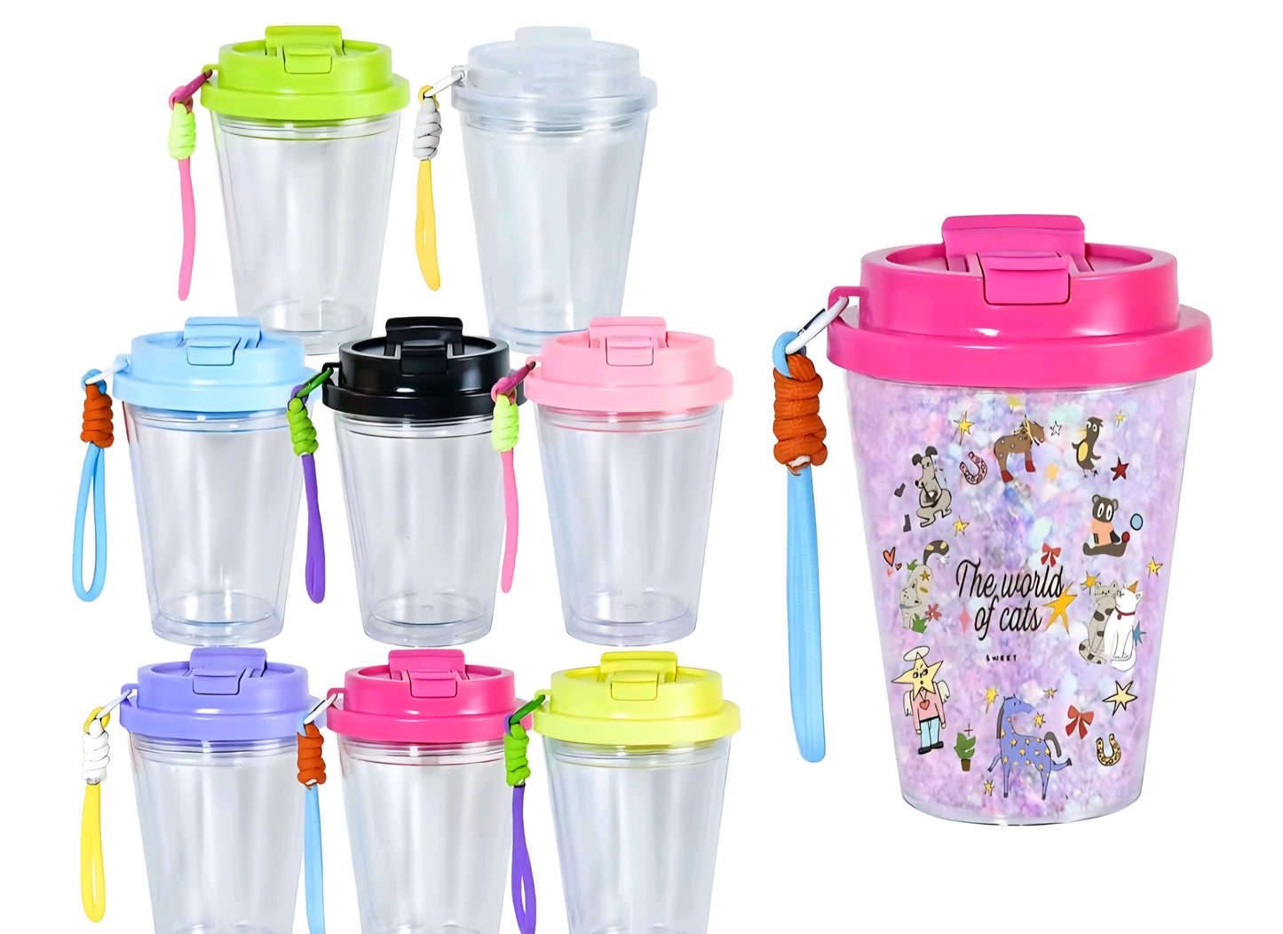 Kids cups 12oz leak proof with wrist rope. WRAP INCLUDED IN PRICE.