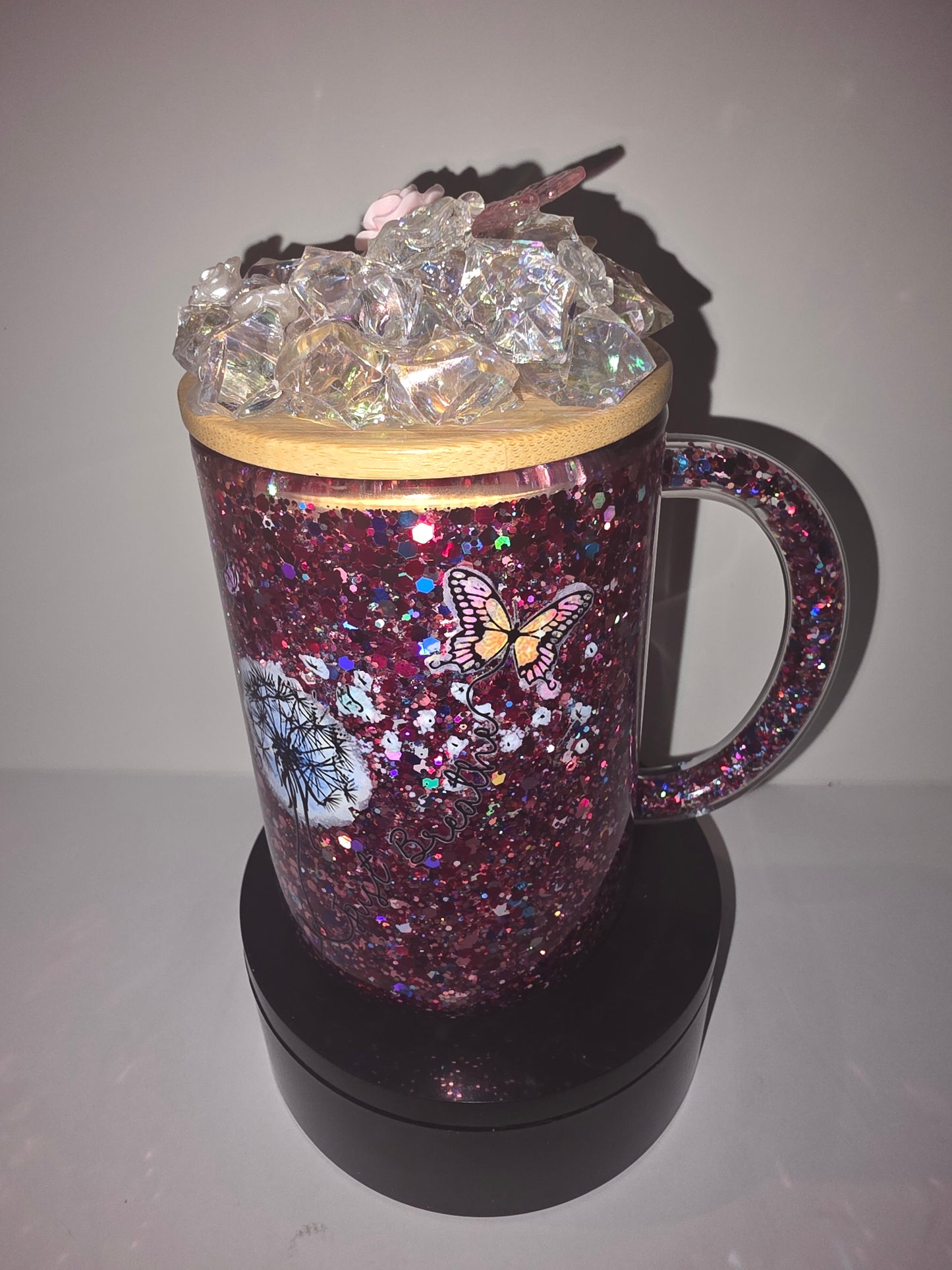 16oz glass glitter handles SGT with epoxy lid