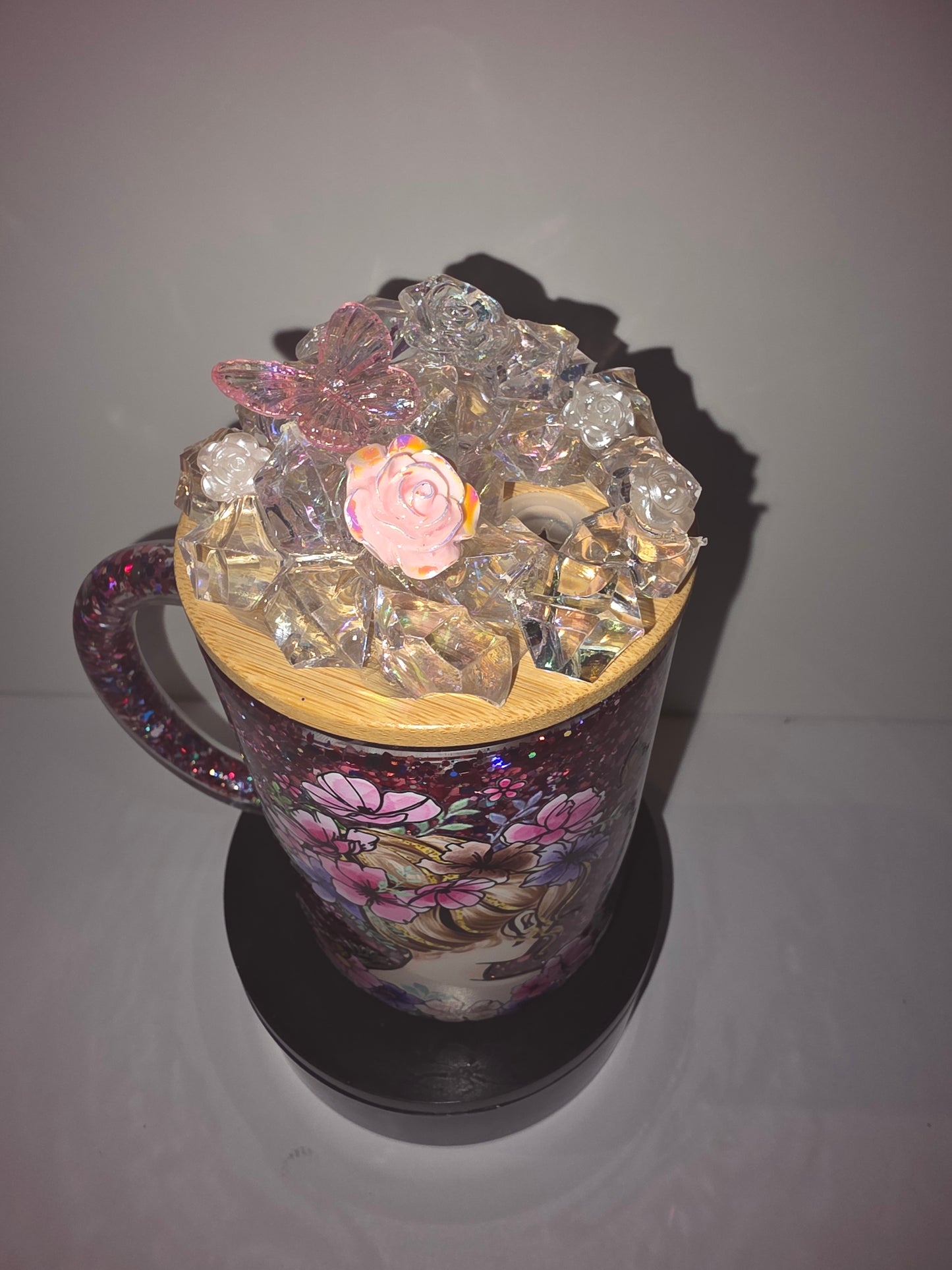16oz glass glitter handles SGT with epoxy lid