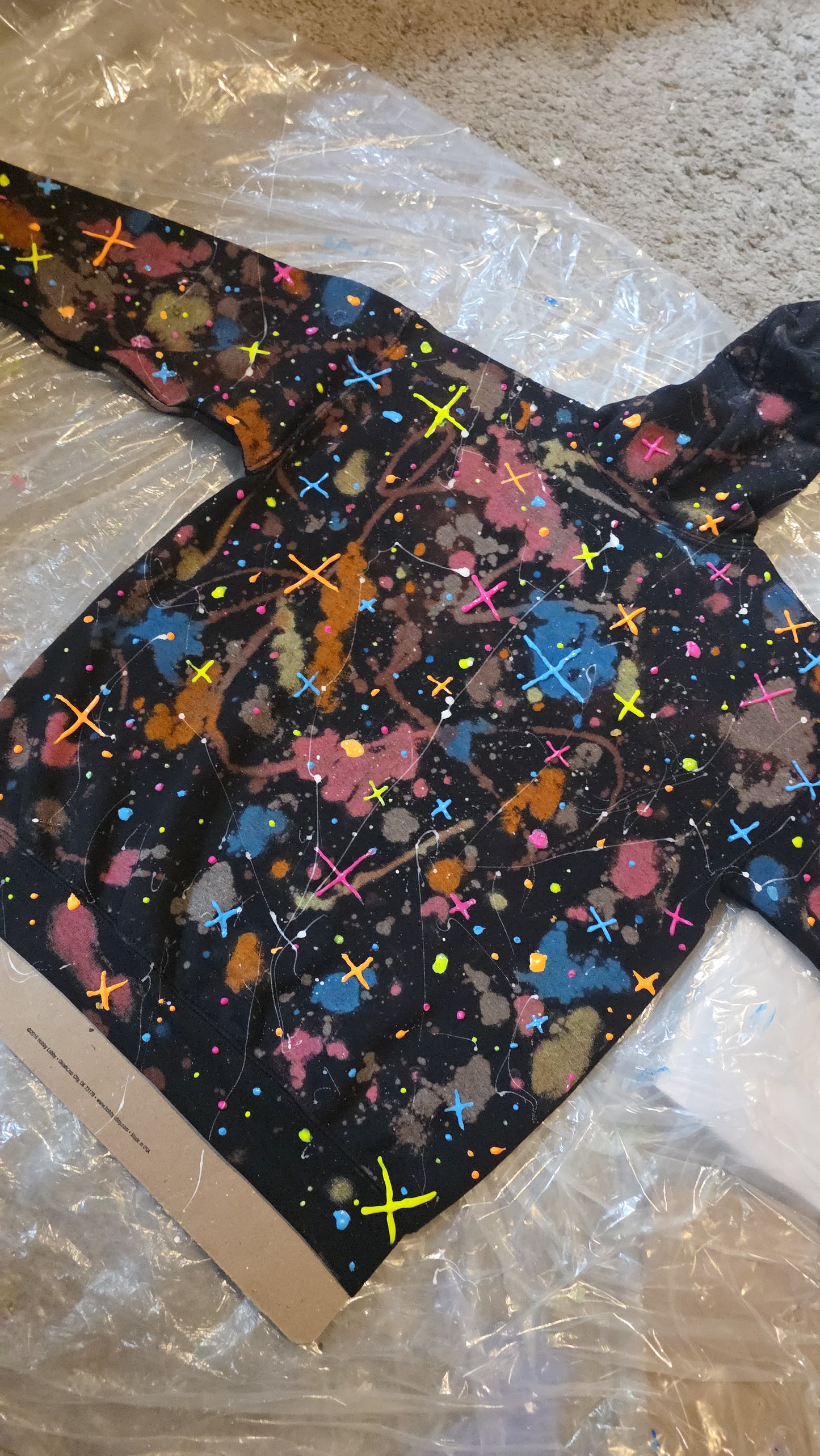 Hand crafted hand painted street art hoodie L 3D texture Kids 100% Cotton (Copy)